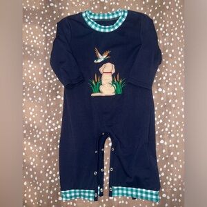 Dog Mallard Embroidered Baby Jumpsuit